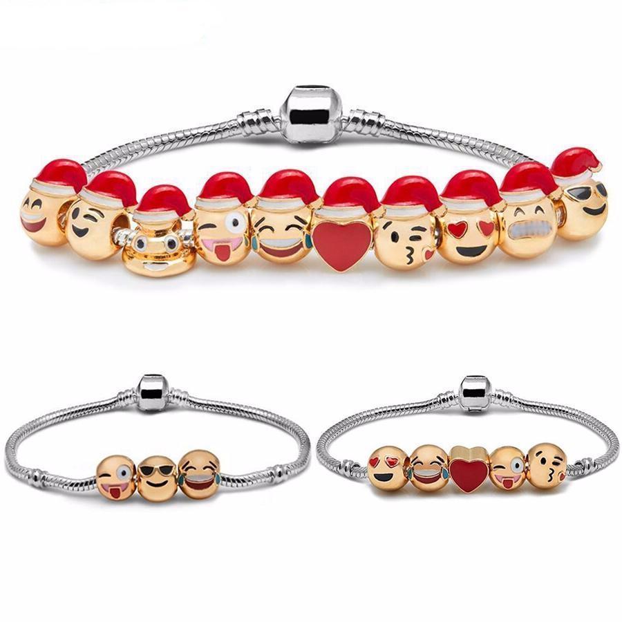 Emoji Santa Charm Bracelets Silver Plated