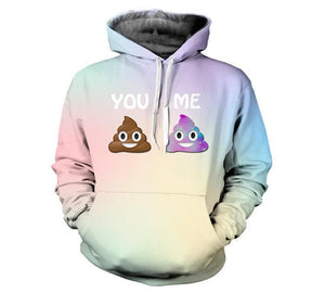 Harajuku Hoodies Emoji Print with Pocket