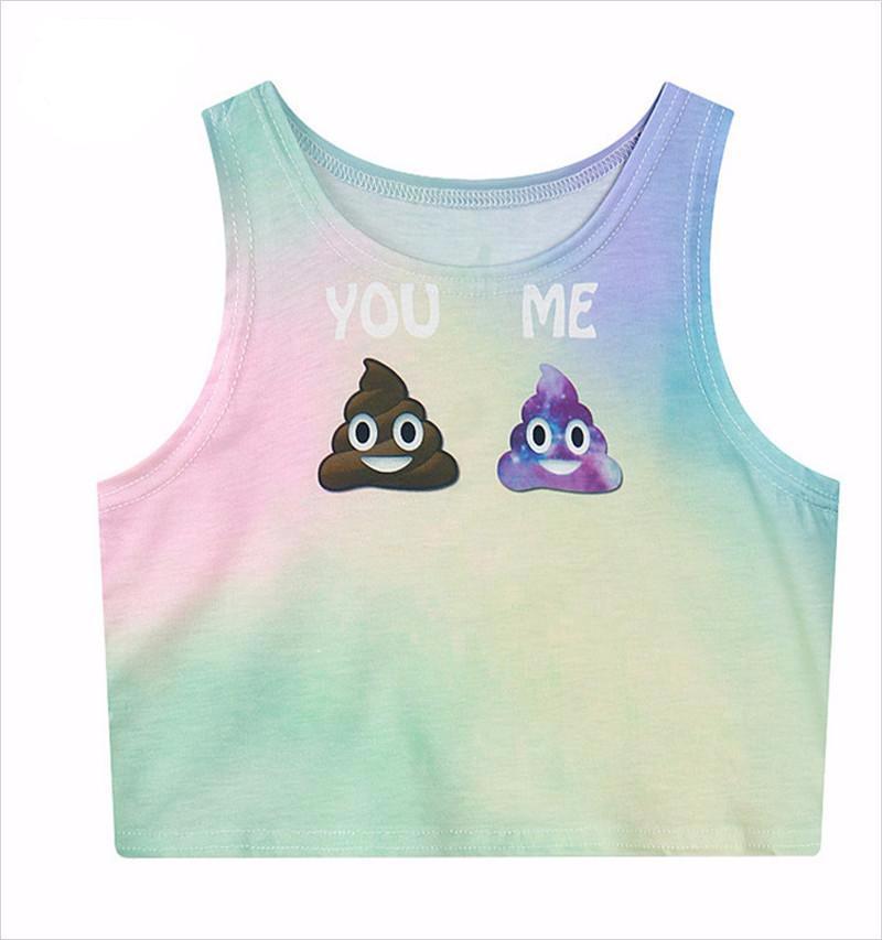 Short Crop Tops 3D Emoji Printed