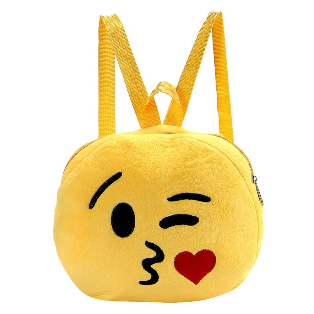 Plush Emoji Print Backpack