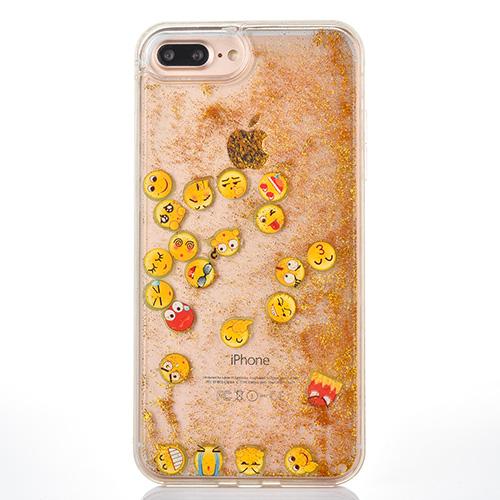 New Hot For iPhone 6 6S 7 Plus Facebook Luminous Emoji Smeilys Dynamic Liquid Glitter Quicksand Hard PC + TPU Frame Phone cases