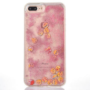 New Hot For iPhone 6 6S 7 Plus Facebook Luminous Emoji Smeilys Dynamic Liquid Glitter Quicksand Hard PC + TPU Frame Phone cases