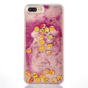 New Hot For iPhone 6 6S 7 Plus Facebook Luminous Emoji Smeilys Dynamic Liquid Glitter Quicksand Hard PC + TPU Frame Phone cases