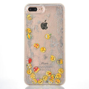 New Hot For iPhone 6 6S 7 Plus Facebook Luminous Emoji Smeilys Dynamic Liquid Glitter Quicksand Hard PC + TPU Frame Phone cases