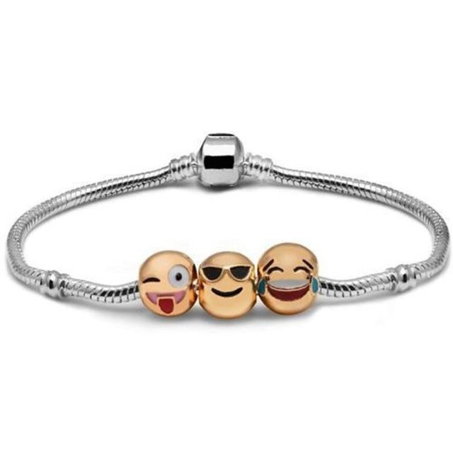 Emoji Santa Charm Bracelets Silver Plated