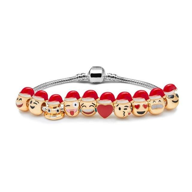 Emoji Santa Charm Bracelets Silver Plated