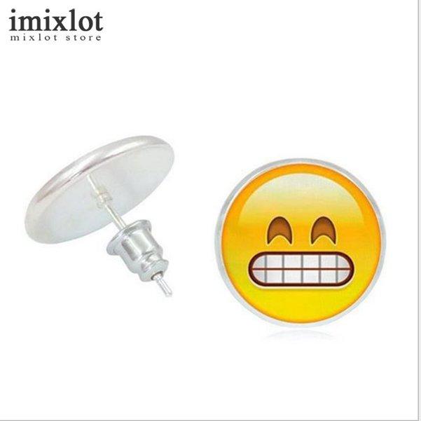 Imixlot Funny Emoji Jewelry Fashion Smile Cry Anger Naughty Expression Round Stud Earrings For Women Girls