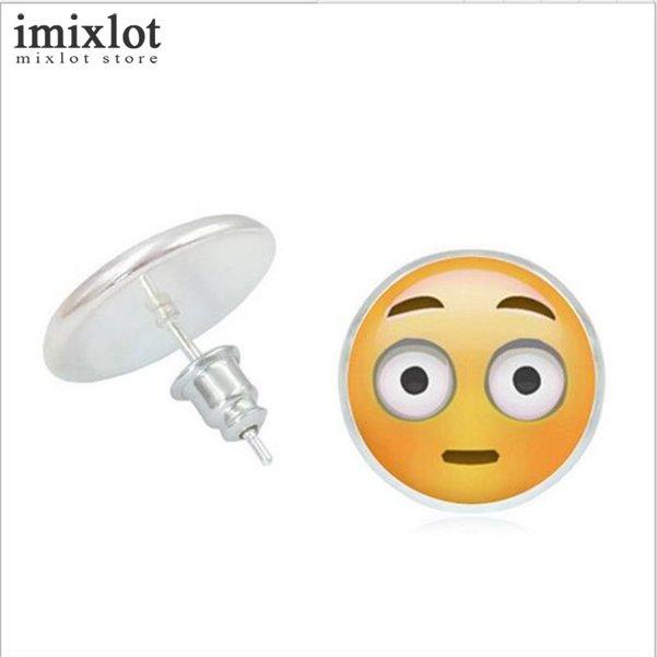 Imixlot Funny Emoji Jewelry Fashion Smile Cry Anger Naughty Expression Round Stud Earrings For Women Girls