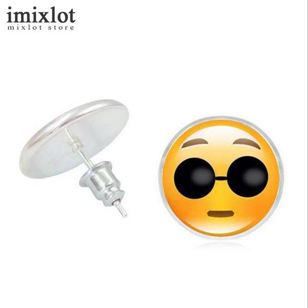 Imixlot Funny Emoji Jewelry Fashion Smile Cry Anger Naughty Expression Round Stud Earrings For Women Girls