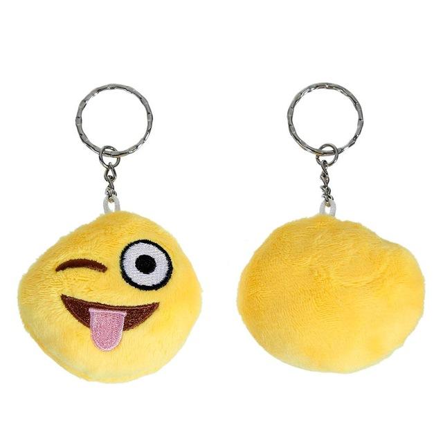 8SEASONS New Funny Cartoon Emoji Pendants Key Chains Rings Silver Tone Color Yellow Harajuku Naughty Keychain About 10.3cm 1PC