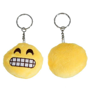 8SEASONS New Funny Cartoon Emoji Pendants Key Chains Rings Silver Tone Color Yellow Harajuku Naughty Keychain About 10.3cm 1PC