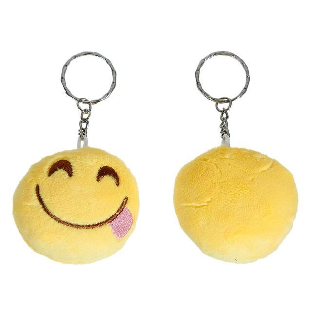 8SEASONS New Funny Cartoon Emoji Pendants Key Chains Rings Silver Tone Color Yellow Harajuku Naughty Keychain About 10.3cm 1PC