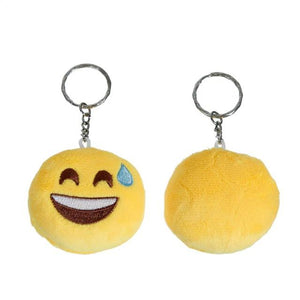 8SEASONS New Funny Cartoon Emoji Pendants Key Chains Rings Silver Tone Color Yellow Harajuku Naughty Keychain About 10.3cm 1PC