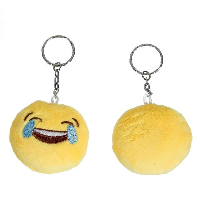 8SEASONS New Funny Cartoon Emoji Pendants Key Chains Rings Silver Tone Color Yellow Harajuku Naughty Keychain About 10.3cm 1PC