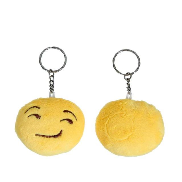 8SEASONS New Funny Cartoon Emoji Pendants Key Chains Rings Silver Tone Color Yellow Harajuku Naughty Keychain About 10.3cm 1PC