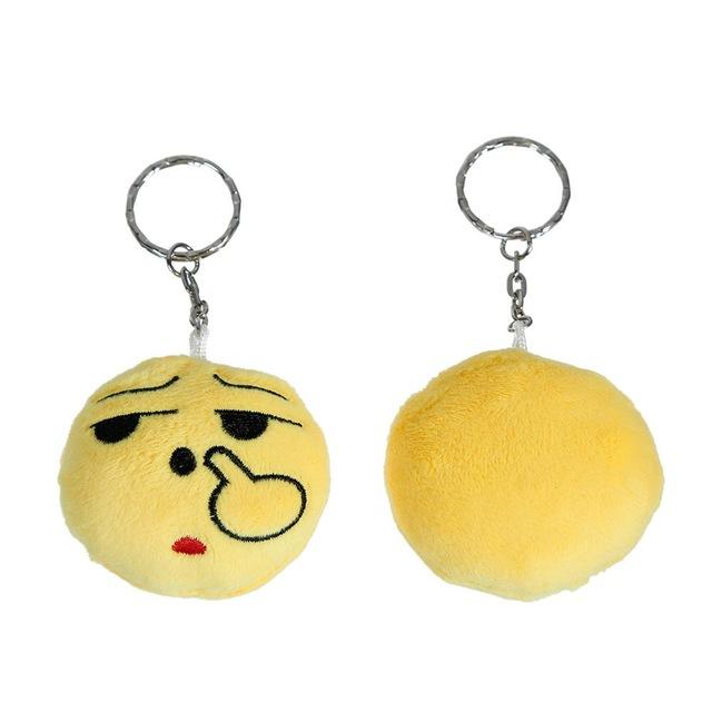 8SEASONS New Funny Cartoon Emoji Pendants Key Chains Rings Silver Tone Color Yellow Harajuku Naughty Keychain About 10.3cm 1PC