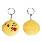 8SEASONS New Funny Emoji Pendants Key Chains Rings Silver Tone Color Yellow Poor Cute Cool Kiss Keychain About 10.3cm 1 Piece