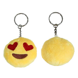 8SEASONS New Funny Emoji Pendants Key Chains Rings Silver Tone Color Yellow Poor Cute Cool Kiss Keychain About 10.3cm 1 Piece