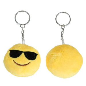 8SEASONS New Funny Emoji Pendants Key Chains Rings Silver Tone Color Yellow Poor Cute Cool Kiss Keychain About 10.3cm 1 Piece