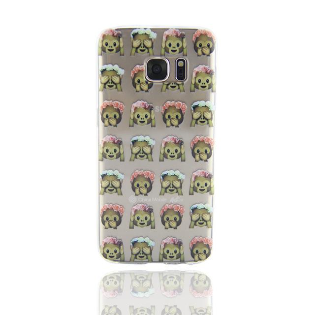 For Samsung Galaxy S7 Edge Case Cute Emoji Monkey Clear Soft TPU Case Transparent Silicone Phone Case Cover for Galaxy S7