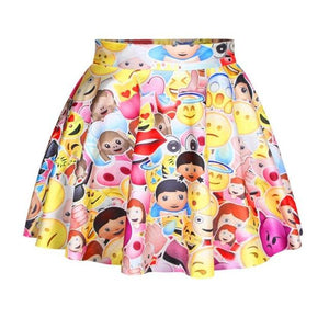 Raisevern 2017 new funny 3D emoji skirt mini summer skirt white/black/blue color faldas emoji cartoon skirt free shipping