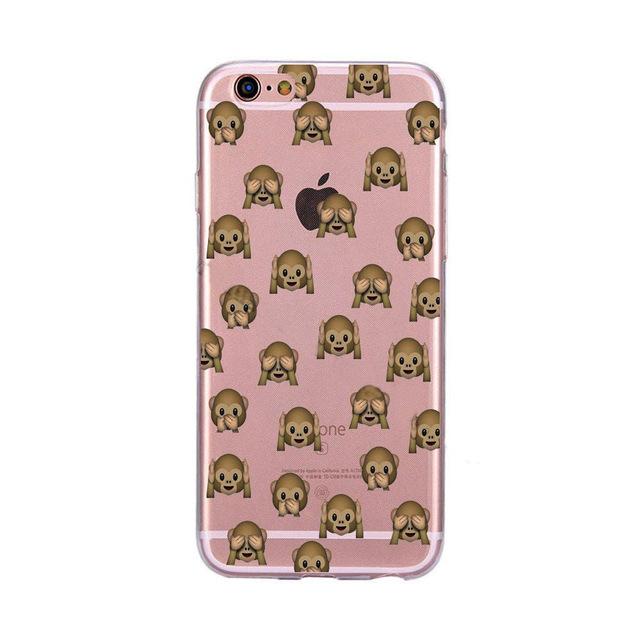 For iPhone 6S Case for iPhone 6 Cover Cute Emoji Monkey Clear Soft TPU Case Transparent Silicone Phone Cover for iPhone 6 Plus