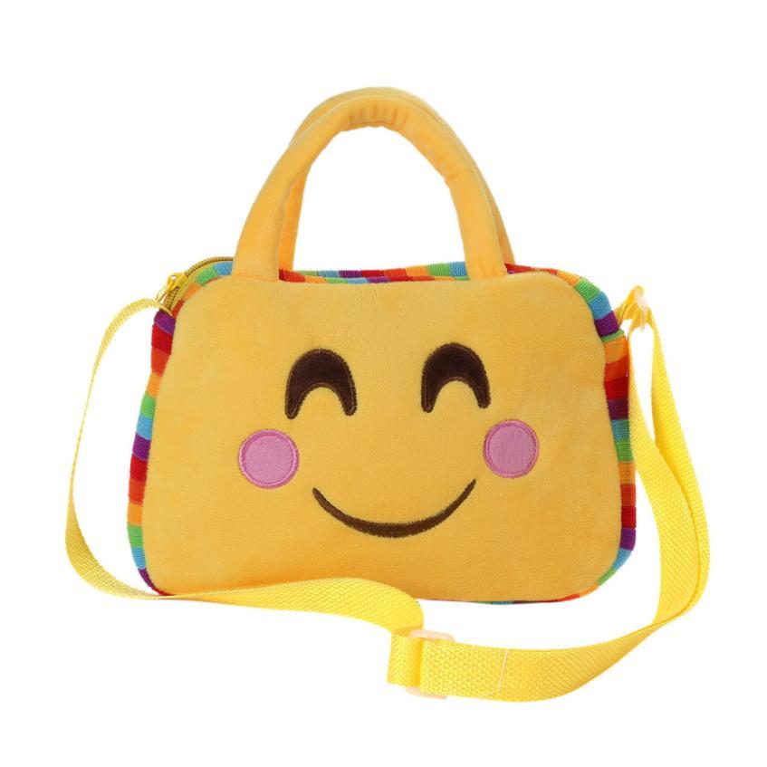 Cute Emoji Emoticon Shoulder Child Bag Backpack Satchel Rucksack Handbag Square plush face school bag Shoulder bag