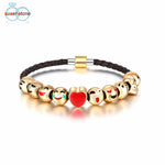 SUSENSTONE Fashion Emoji Charm Bracelet 10 Bead Gold Bracelet