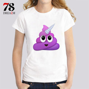 emoji unicorn Women's T-Shirts Femme Tops Tees Shirt Women Casual Female Short Sleeve Fashion Ladies Shirts O-neck funny