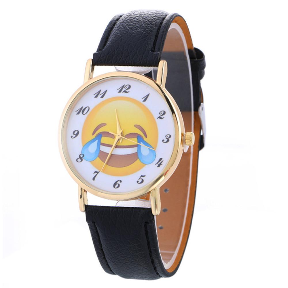 Fashion Casual Women's Watches Ladies Wristwatches PU Leather Women Quartz-Watch Cute Emoji Relogio Feminino bayan kol saati #63