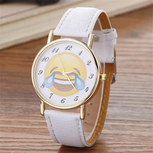 Fashion Casual Women's Watches Ladies Wristwatches PU Leather Women Quartz-Watch Cute Emoji Relogio Feminino bayan kol saati #63