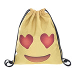 Emoji Face Expression Backpack Storage Bags Printing Character Fashion Casual Drawstring Bag