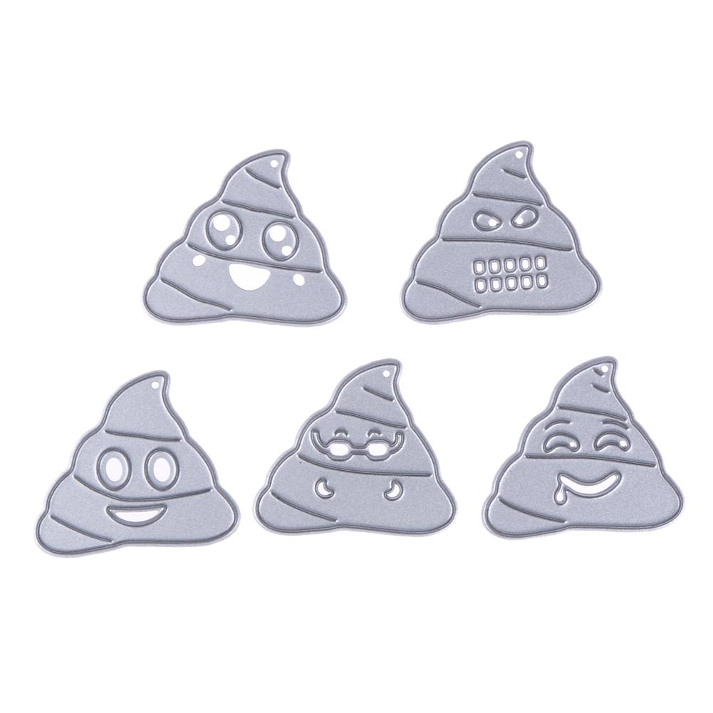 5 Types Poop Shape Emoji Decorative Metal Cards