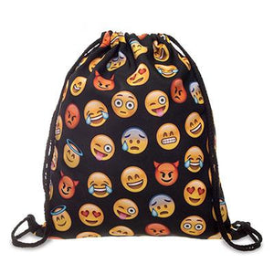 DUDINI Drawstring Bag Unisex Backpacks 3D Printing Travel Soft Backbag Men Women Emoji Backpack Mochila Feminina Canvas Backpack