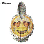 Raisevern Harajuku Emoji Zipper Hoodie Men/women Casual Hoody Tops Print Cartoon Emoji Sweatshirt Long Sleeve Zip-up Coats S-XXL