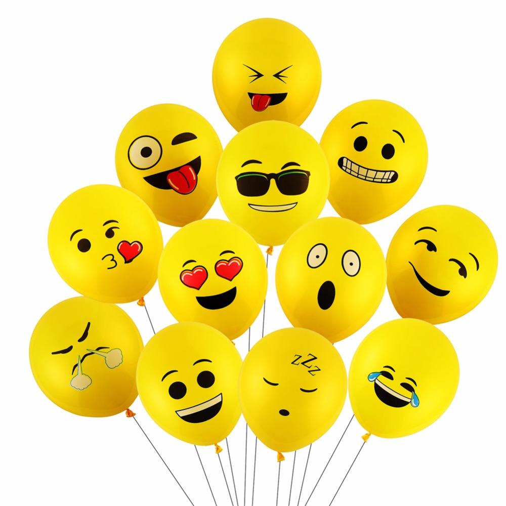 CCINEE 100PCs 12inch Emoji Balloons Smiley Face Expression Yellow Latex Balloons Party Wedding Balloons Cartoon Inflatable Balls