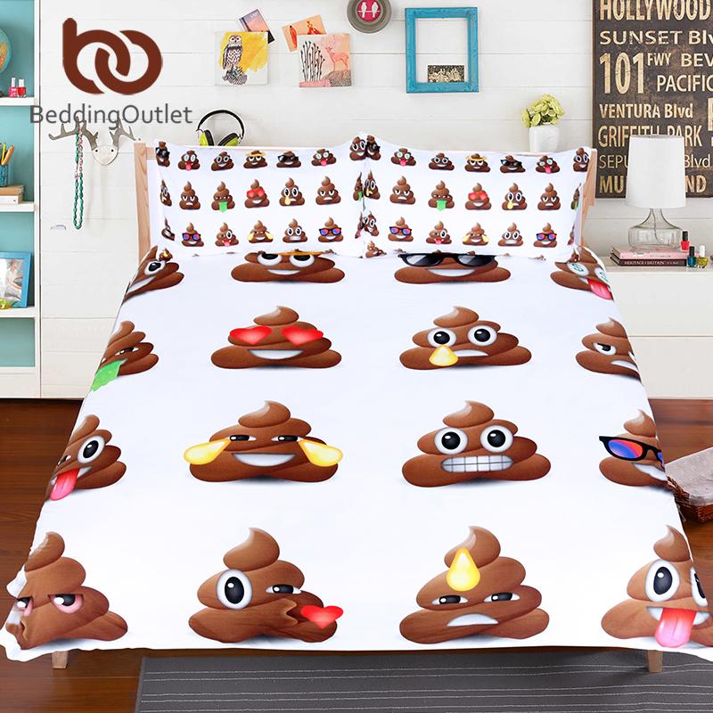 BeddingOutlet Poop Emoji Bedding Set Queen Size for Kids Funny Smiley Faces Bed Cover With Pillowcases 3pcs Cartoon Duvet Cover