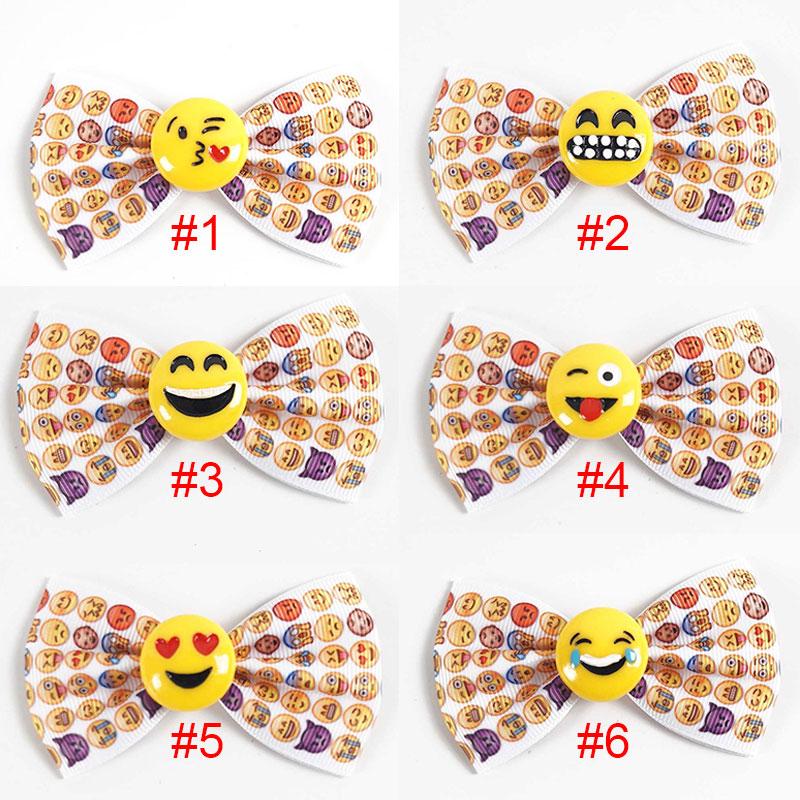 New Handcrafted Smiling Face Ribbon Emoji Hair Bows With Alligator Hair Clip For  Hair Accessories