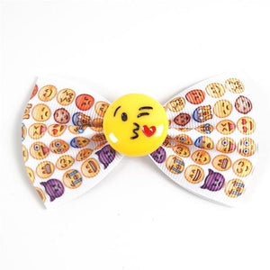 New Handcrafted Smiling Face Ribbon Emoji Hair Bows With Alligator Hair Clip For  Hair Accessories