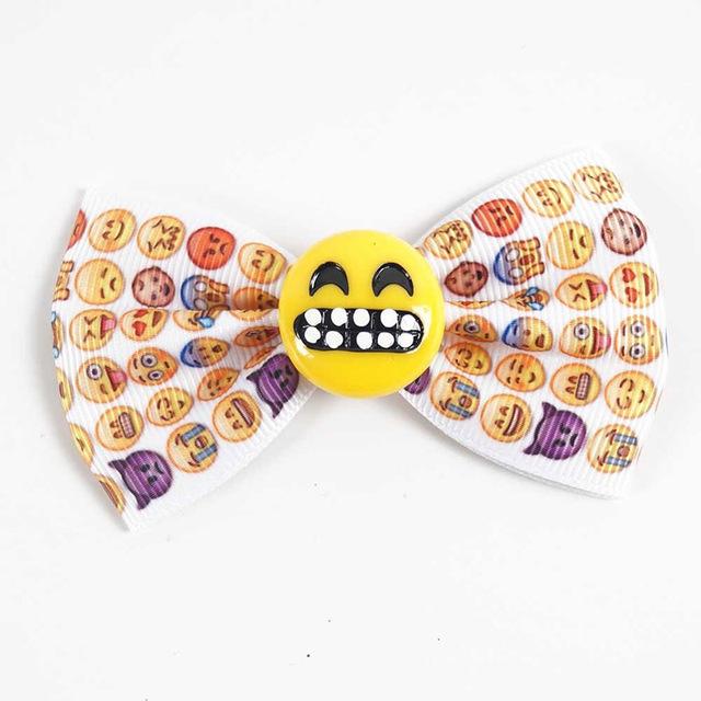 New Handcrafted Smiling Face Ribbon Emoji Hair Bows With Alligator Hair Clip For  Hair Accessories