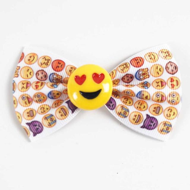 New Handcrafted Smiling Face Ribbon Emoji Hair Bows With Alligator Hair Clip For  Hair Accessories