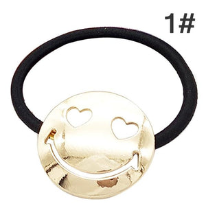 LNRRABC 2 Pcs Women Lovely Charming Smile Face Headwear Ponytail Elastic Hair Bands Emoji Hair Rope Hair Tie Hair Accessories