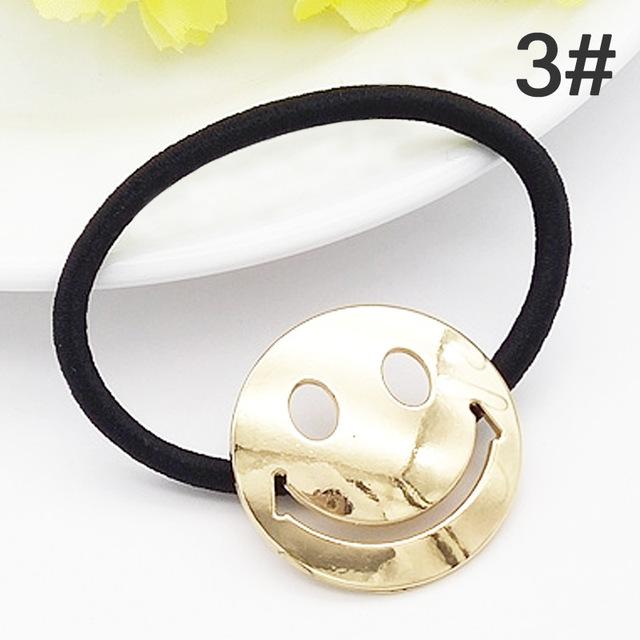 LNRRABC 2 Pcs Women Lovely Charming Smile Face Headwear Ponytail Elastic Hair Bands Emoji Hair Rope Hair Tie Hair Accessories