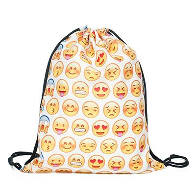 DUDINI 3D Printing Travel Soft Backpack Drawstring Bag Men Women Mochila Feminina Canvas Backpack Unisex Emoji Style Backpacks