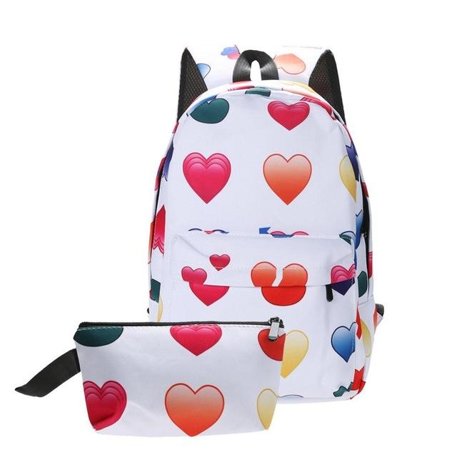 2Pcs/set 3D Emoji Backpack For Teens