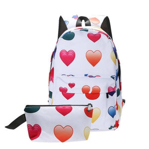 2Pcs/set 3D Emoji Backpack For Teens