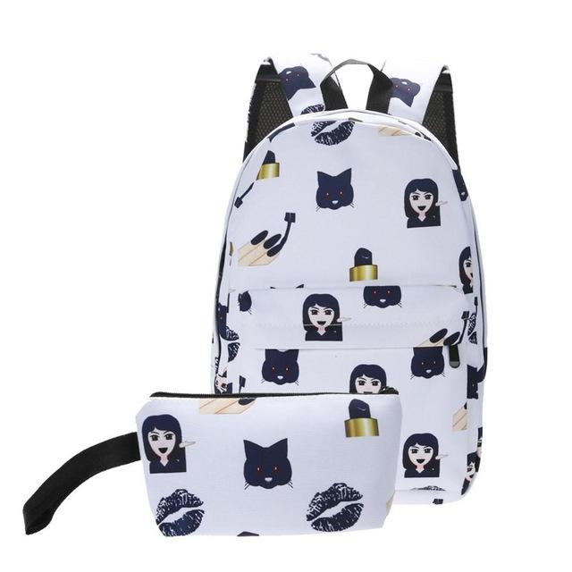 2Pcs/set 3D Emoji Backpack For Teens