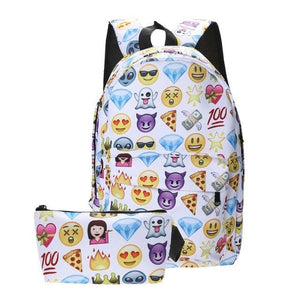 2Pcs/set 3D Emoji Backpack For Teens