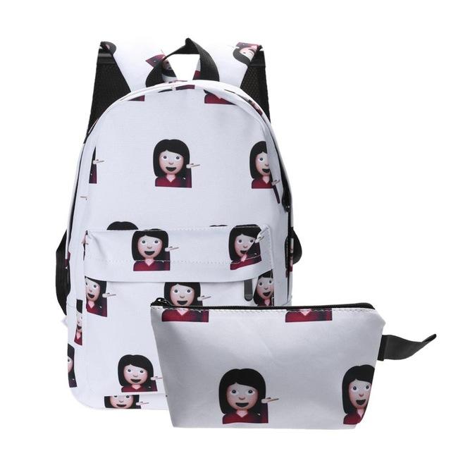 2Pcs/set 3D Emoji Backpack For Teens