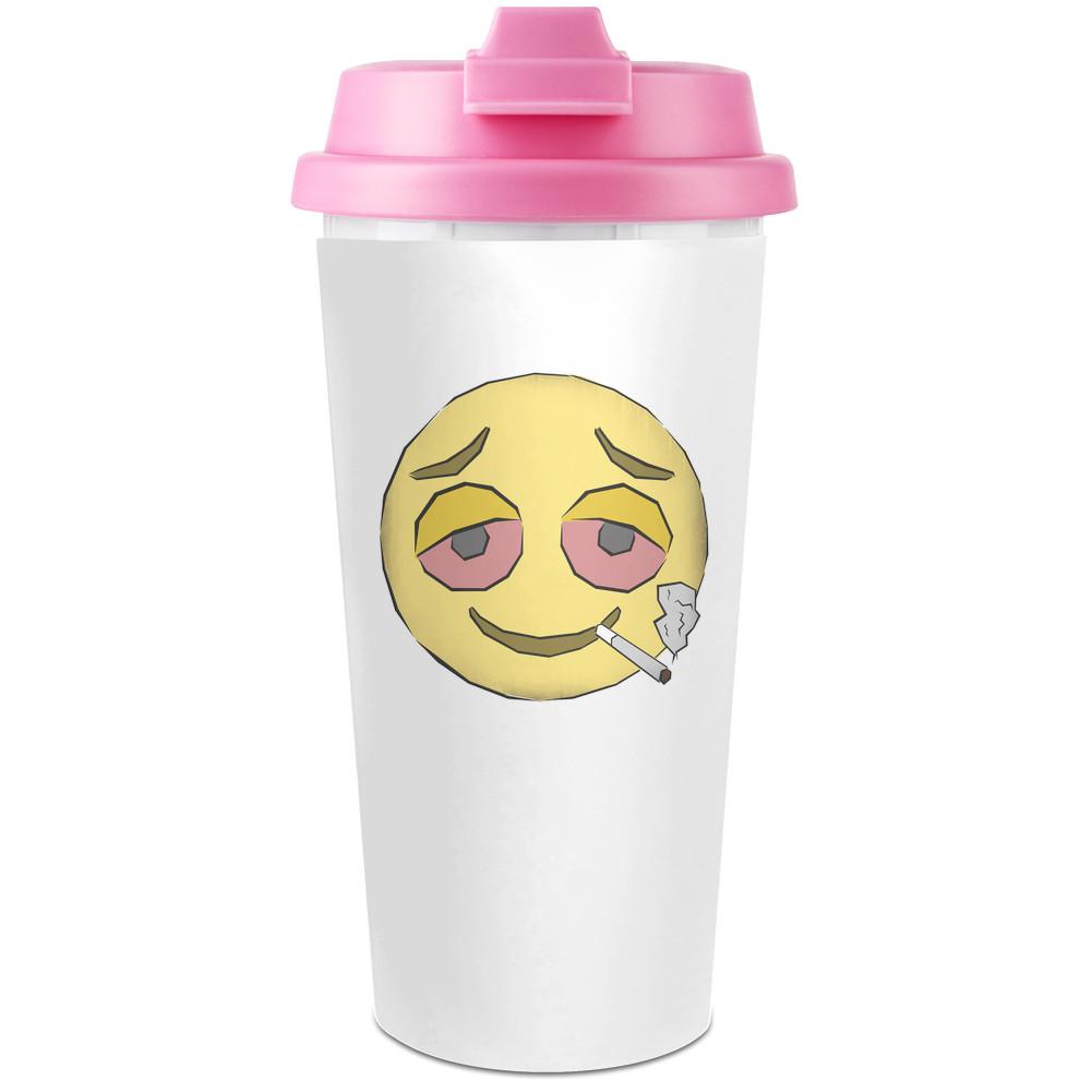 Stoned Emoji  Plastic Travel Coffee Cup - 450 ml - Enjoy Your Drinks Everywhere